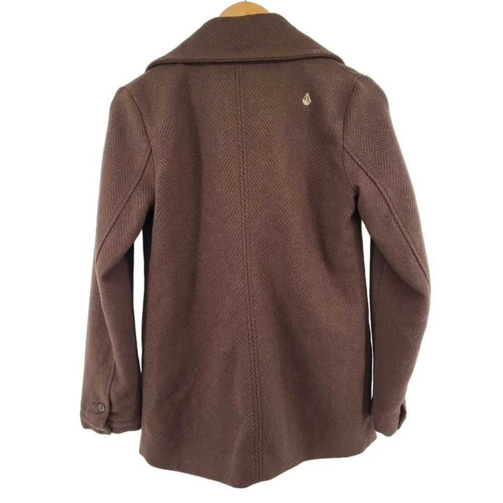 Volcom Womens Out Of Bounds‎ Peacoat XS Wool Blend Brown
